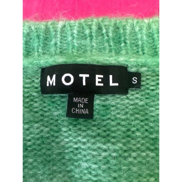 Motel Green Gradient Small Button-Up Cardigan Sweater Polyester/Wool Blend - Picture 3 of 15
